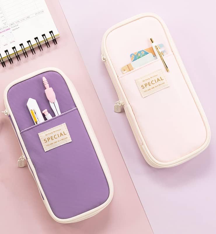 Miniatura 7 de Colorido estuche de almacenamiento grande para lápices con cremallera, organizador de gran capacidad, para oficina, caja de soporte de viaje