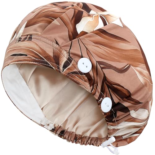 Image of ABAMERICA Bouffant Caps with Button and Sweatband, Adjustable Scrub Caps for Women Men, One Size Multi Color