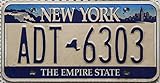 Material aus leichtem Metall Original New York Nummernschild - U.S. Kennzeichen LICENSE PLATE The Empire State - KFZ Schild mit Skyline Motiv