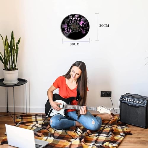 Horloge Murale Vinyle Silencieuse avec Éclairage LED 7 Couleurs - 5