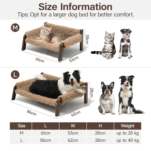 MEWOOFUN Erhöhtes Hundesofabett – Atmungsaktives Haustierbett mit abnehmbarem, waschbarem Bezug, Hundebetten für große und mittelgroße Hunde mit Rutschfester Unterseite, 87 x 63 x 28 cm, (Braun, XL)