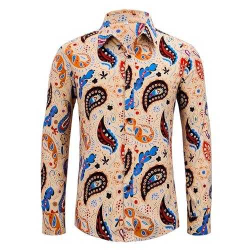Amazon.com: Century Star 70s Mens Disco Shirts Paisley Floral