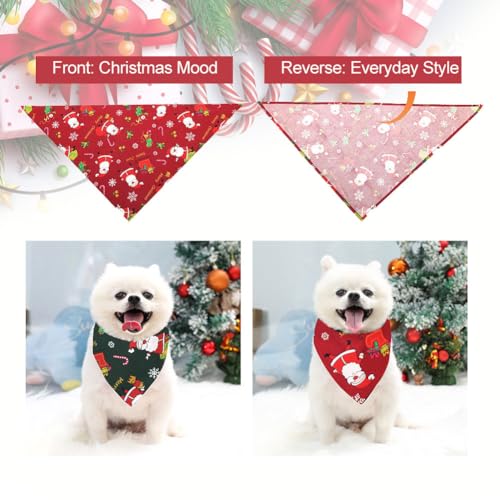 Bandanas-de-Chien-de-Noel-Foulard-pour-Chien-2-Pieces-Bandana-de-Noel-pour-Chiens-Bandanas-pour-Chiens-Echarpe-de-Pere-Noel-Chien-Dog-Bandana-Bavoirs-Chien-Reglable-Echarpe-pour-Chien-Bavoirs Bandanas de Noël pour chien – Lot de 2 écharpes rouges et vertes festives – Image 8