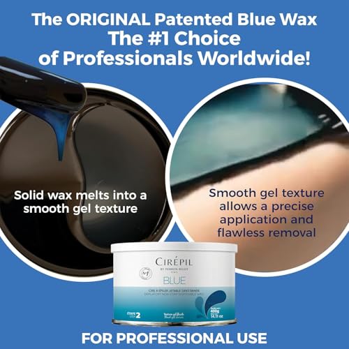 image for Cirepil - Blue - 400g / 14.11 oz Hard Wax Tin - Face & Body Wax, Unsce