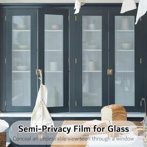 Image of WOO Home Frosted Glass Window Film & Stickers (24 X 48 Inchs) Privacy Window Cover for Home & Office - Easy Apply, UV Protection, Removable Decorative Film (Fluted Film 2 X 4 SQFT)