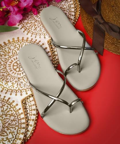 Image of JM LOOKS Women's Flat Sandals Toe Ring with Cross Strap Stylish Slip-On Flats | Comfortable Casual Sandals