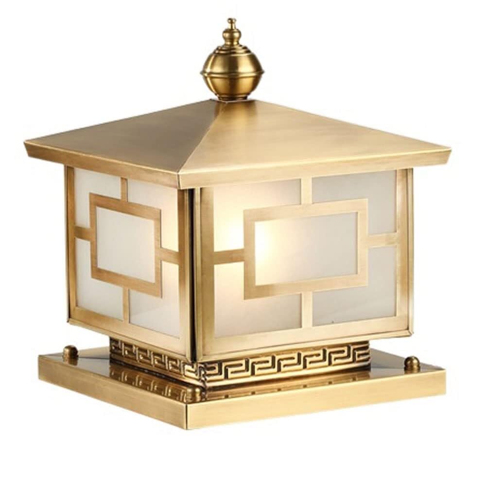 TAIYUESHAN Brass Square Lights Column Lamp Outdoor Die-Cast Rainproof Pillar Courtyard Porch Gate Street Lighting Fixture Stigma Lamps for Villa Landscape Decor One Color 11.8in