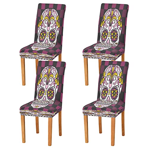 Alaza Mexican Sugar Skull Day Of The Dead Dining Room Chair Slipcovers Dining Chair Covers Parsons Chair Slipcover Office Chairs Stretch Chair Covers For Dining Room #TOP2