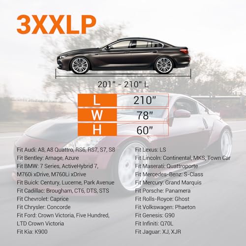 Image of Tecoom 600D Heavy Duty Multiple Layers Car Cover Waterproof All Weather Fit for Ford Crown Victoria, Cadillac DTS Mercury Grand Marquis Lincoln Continental Town Car Chevy Caprice etc. Soft Fleece /Lock