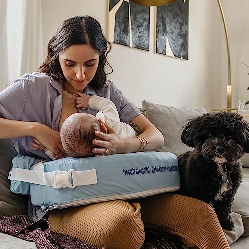 My Brest Friend Super Deluxe Nursing Pillow for Breastfeeding and Bottlefeeding with Lumbar Support, Convenient Pocket and Removable Slipcover, Professional