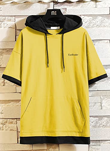 Image of EYEBOGLER Men's Trendy Hooded Neck Half Sleeves Solid T-Shirt