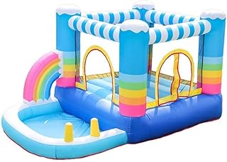 Castle Bouncer with Slide Inflatable Castle Indoornd Outdoor Children's Trampoline Slide Inflatable Castle Rainbow Slide Inflatable Bouncy Castle