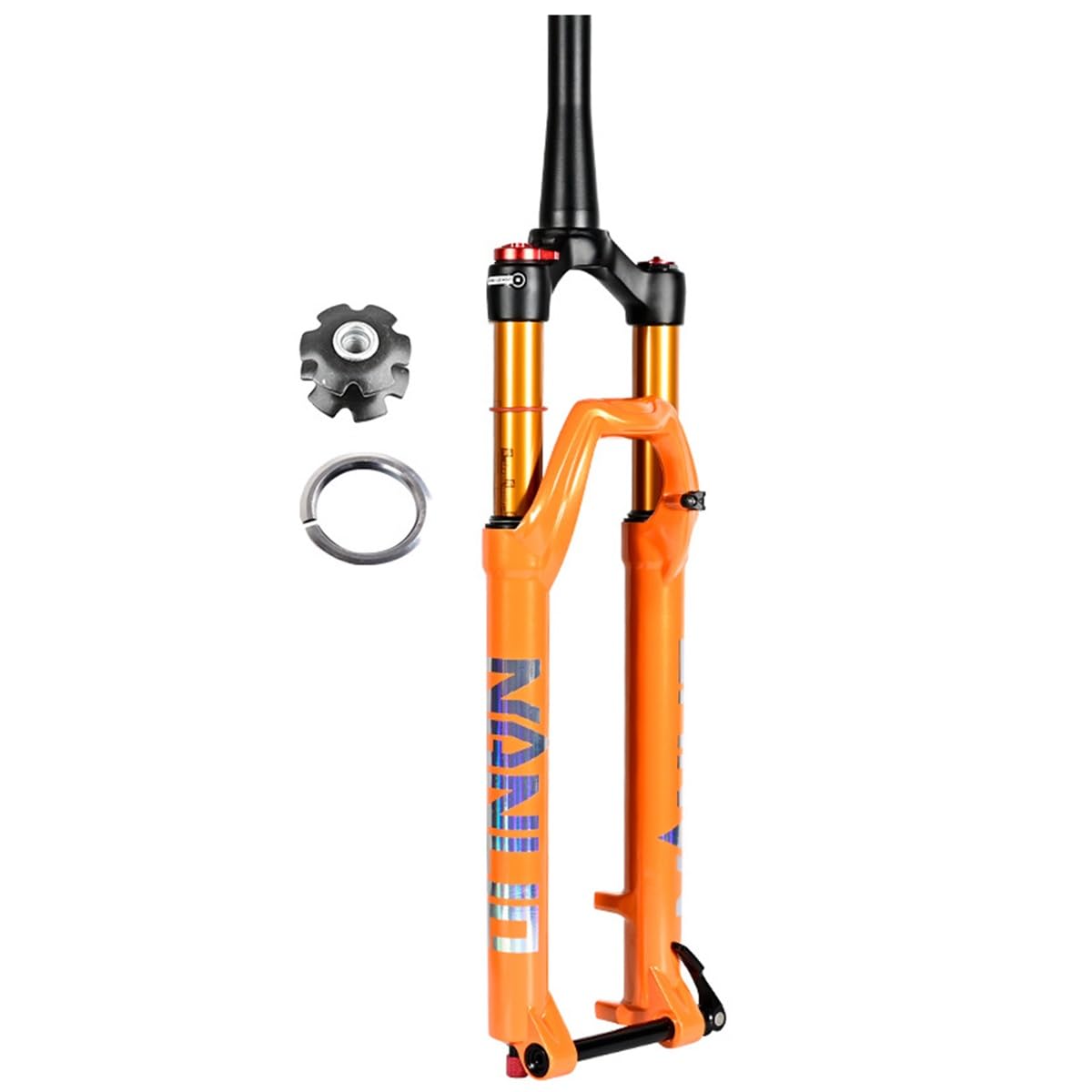 WIQUYBML 1-1/2'' Tapered Mountain Bike Front Fork Bicycle Shock-Absorbing Suspension Forks 26 27.5 29 Inch Travel 120mm Thru Axle 100×15mm Damping Adjustment