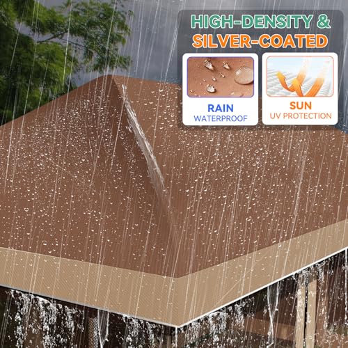 Image of COBIZI 10x20 Pop up Canopy Tent -12x20 Gazebo, Party Tents for Parties, Carpas para Fiestas, Large Outdoor Popup Patio Screened Gazebos, Shelter Tents with Net for Backyard, Commercial,Brown