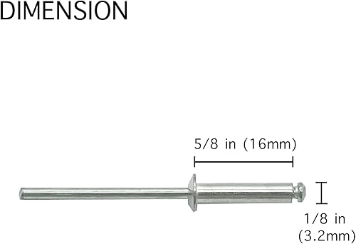 Miniatura 3 de 100 remaches ciegos de aluminio de 14 x 1 pulgada, remaches pop de 0.252 x 0.984in, 0.252 x 0.984in
