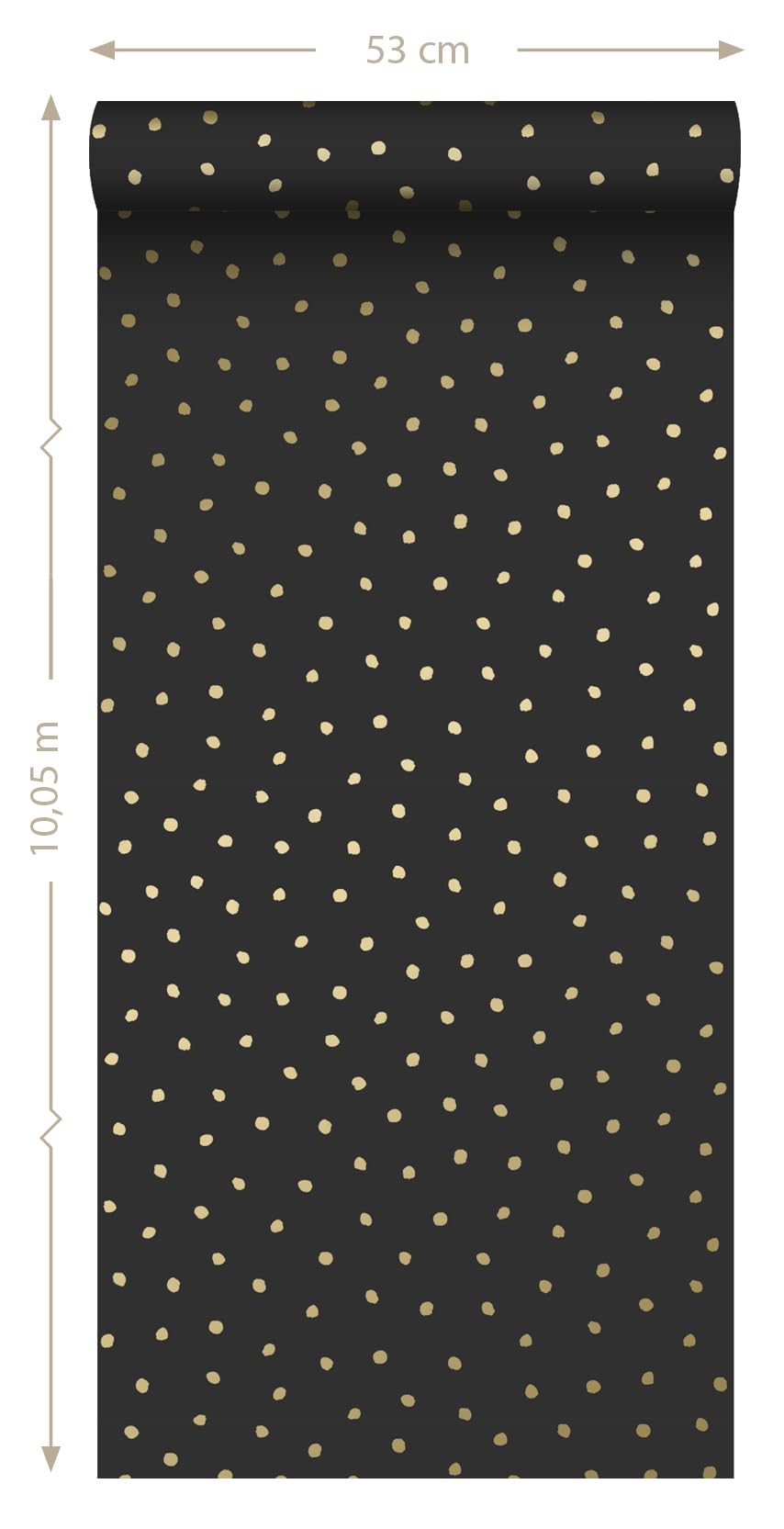 ESTAhome Tapeta kropki czarnymIzłotym 53 cm x 10.05 m