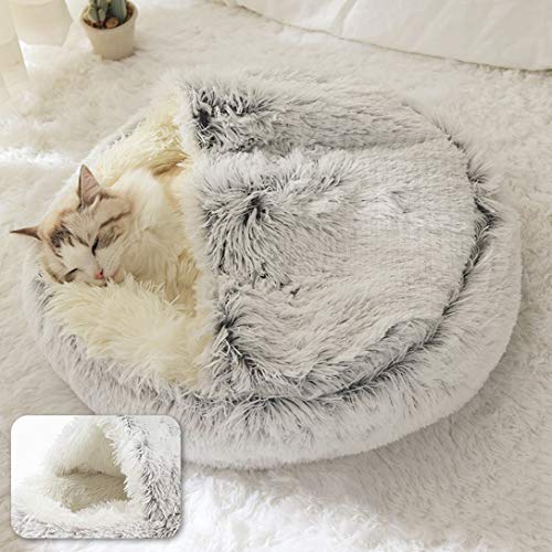 猫のベッド ペット用寝袋 おしゃれ 可愛い ふわふわ 暖かい 柔らかい 寝床 マイクロファイバー グレー 冬用 室内用 キャットハウス ペットハウス 猫ベッド 猫小屋 洗える おしゃれ 滑り止め(ワンちゃん、イヌ、犬、ドッグ、ネコちゃん、猫、キャット用)