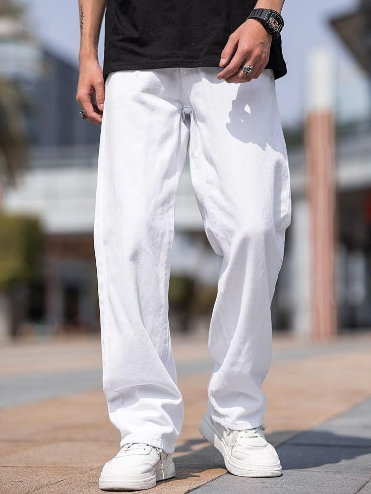 Image of Men Loose Fit Mid Rise Grey Jeans | Ankle-Length Trendy Denim for Smart-Casual Wear | Comfortable Everyday Jeans for Men | Modern Stylish Casual Outfit