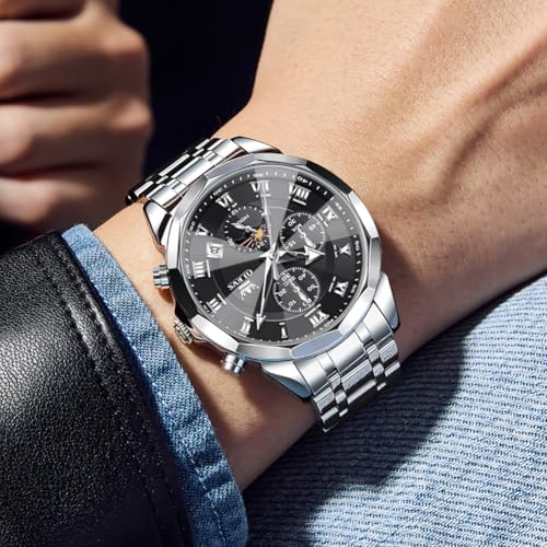 Image of OLEVS Men Watch Business Dress Diamond Luxury Watch Luminous Easy to Read Date Waterproof Stainless Steel Quartz Analog Simple Dress Watch