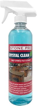 Stone Pro Crystal Clean - Granite and Marble Daily Cleaner, Cleans and Reinforces Sealant, Safe, Streak free, NO Rinse use on Windows, Mirrors & Glass 16 Fl Oz Ready to Use 16 Fl Oz | Cleans and Reinforces Sealant, Safe, Streak Free, No Rinse, Use on Windows, Mirrors & Glass, Ready to Use
