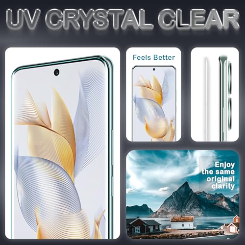 Image of ArmourPro Military Grade UV Tempered Glass Screen Protector for Honor 90 5G with Edge to Edge Coverage, Cable Protector & Installation kit (6.7 Inch)