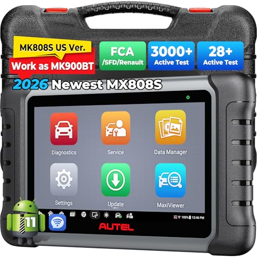 Autel Scanner MaxiCheck MX808S Bidirectional Scan Tool, 28 Resets, All System Scan Tool, 2026 Upgraded MK808, MX808, Same Hardware as MK808BT PRO/MP808, Cover 150 Brands, FCA Renault SGW, Android 11.0