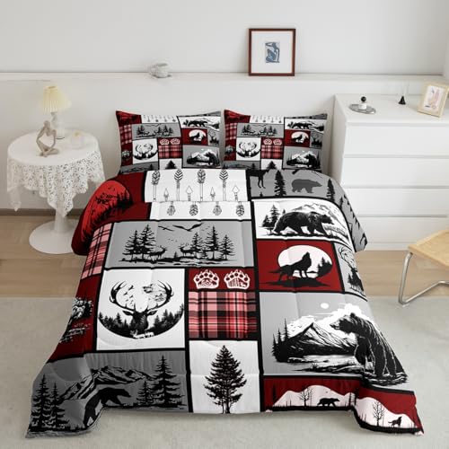 Edredón de oso matrimonial Feelyou con 2 fundas de almohada de ciervo 3