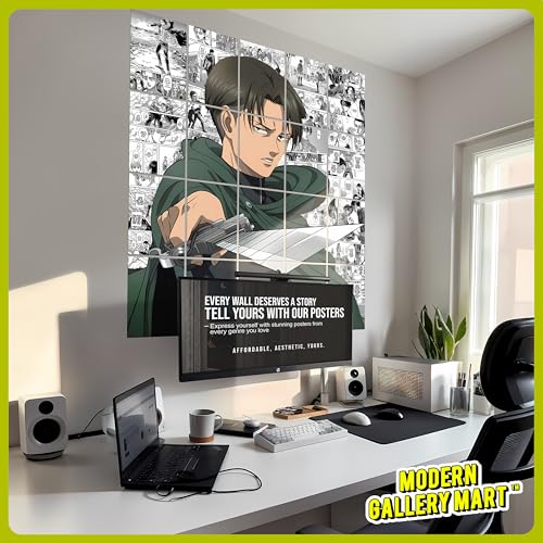 Image of MODERN GALLERY MART Pack of 20 Attack on Titan Levi Ackerman Manga Poster | A4 Size Anime Wall Art (8.3 x 11.7 inch) | Manga Posters with Glue Dots | Anime Poster for Bedroom, Living Room, Office