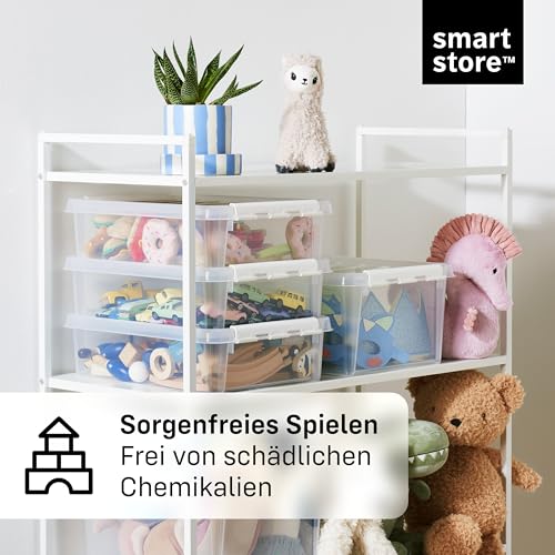 SmartStore - 10x Aufbewahrungsbox mit Deckel Classic 1L (21x17x6cm) | Stapelbare Box mit Deckel | Lebensmittelechte Kunststoffbox | Plastikbox mit Deckel & verstärkten Ecken | 10 Jahre Garantie