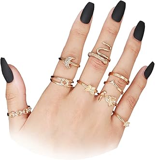 HUASAI Stackable Rings for Women Stocking Stuffers for Teen Girls Boho Moon Star Midi Pinky Knuckle Ring Set Cute Stuff Teen Girl Christmas Gifts Trendy Stuff