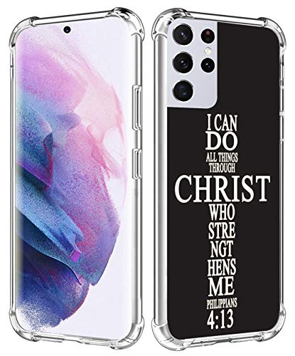 S21 Ultra Case - S21 Ultra Case - CCLOT Cover Compatible for Samsung Galaxy S21 Ultra 5G I Can Do All Things Through Christ Who Strengthens Me Philippians Christian Jesus Bible