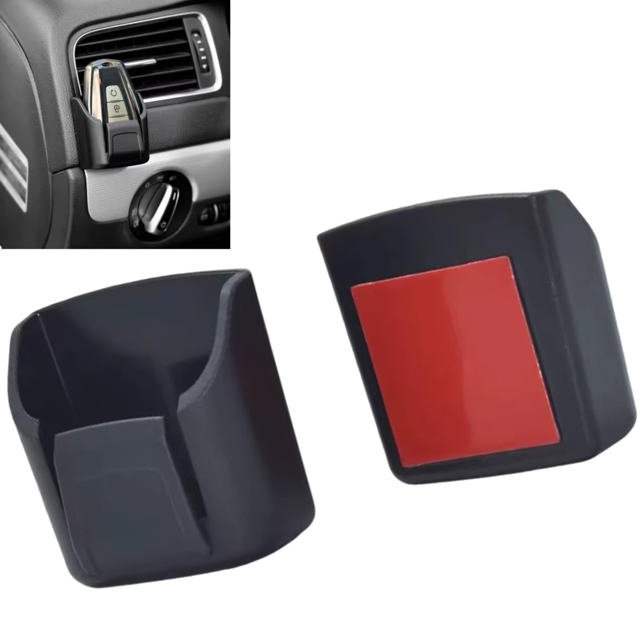 4 Pcs Car Key Holder for 2024-2026 GMC Acadia 7 Seats, Dashboard Storage Box Multifunctional Interior Organizer Adhesive Card Clip Black