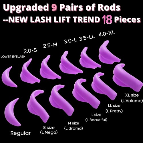 Eyelash Perm Pads Lash Lift Rods Eyelash Perm Silicone Pads 9 Sizes 18 Piece Reusable Soft Lash Lift Pads Shield For Different Length Eyelashes Perfect Lifting (Violets) #TOP3