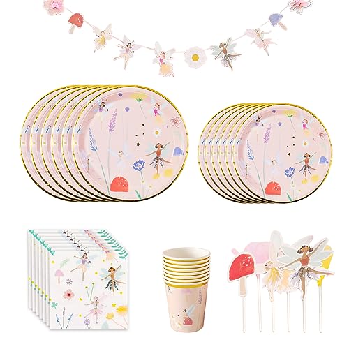 ZOOMPIL Ensemble Vaisselle Fée fête, Fée Decoration Anniversaire Vaisselle, Décorations Fairy, pour Les Fêtes, Mariages, Anniversaire, Baby Shower (10...