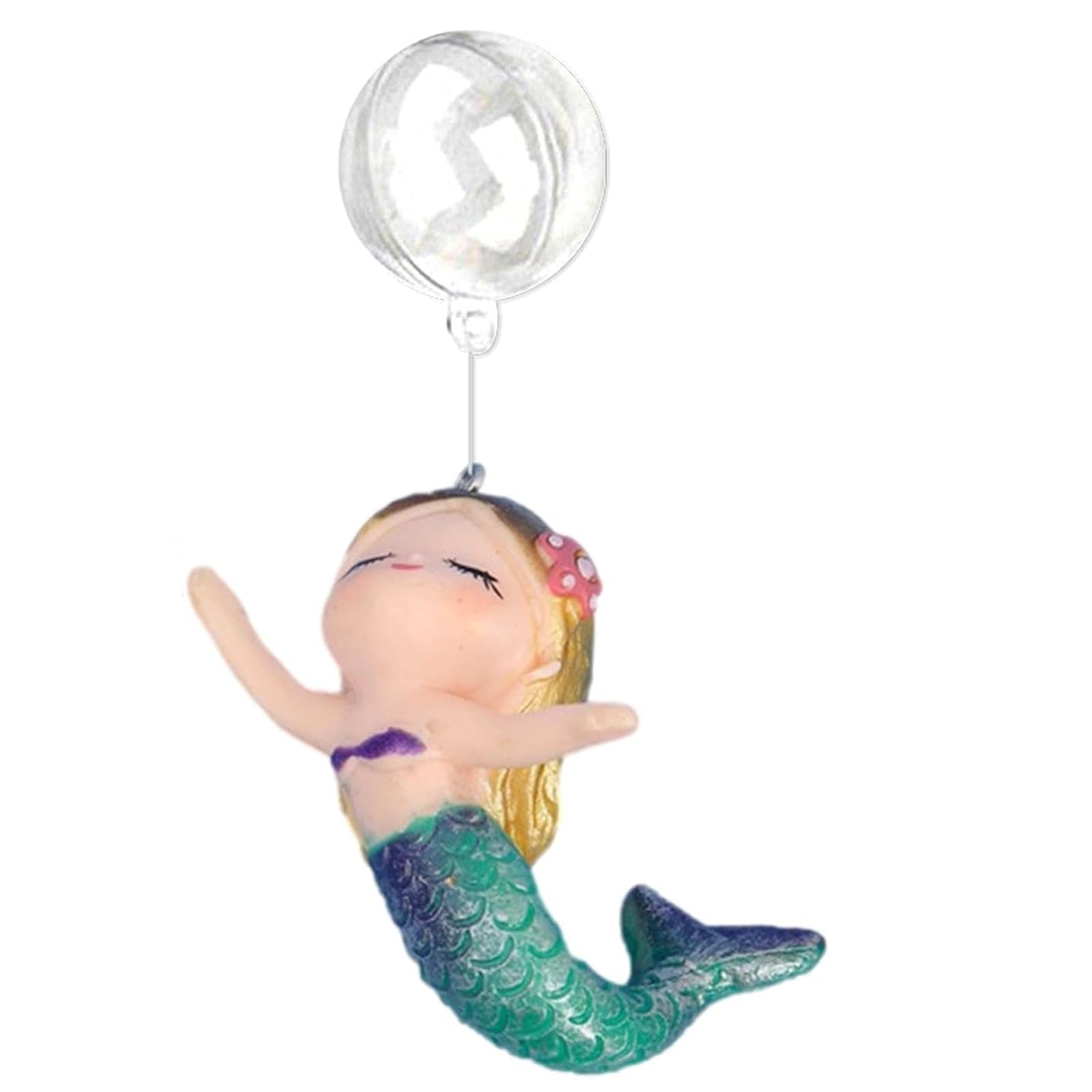 NffPOTRee Floating Mermaid Ornament for Fish Tank, Cute Bubble Maker Aquarium Decorations, Resin Mermaid Statue & Fish Tanks, Safe for All Aquatic Pets and Tanks