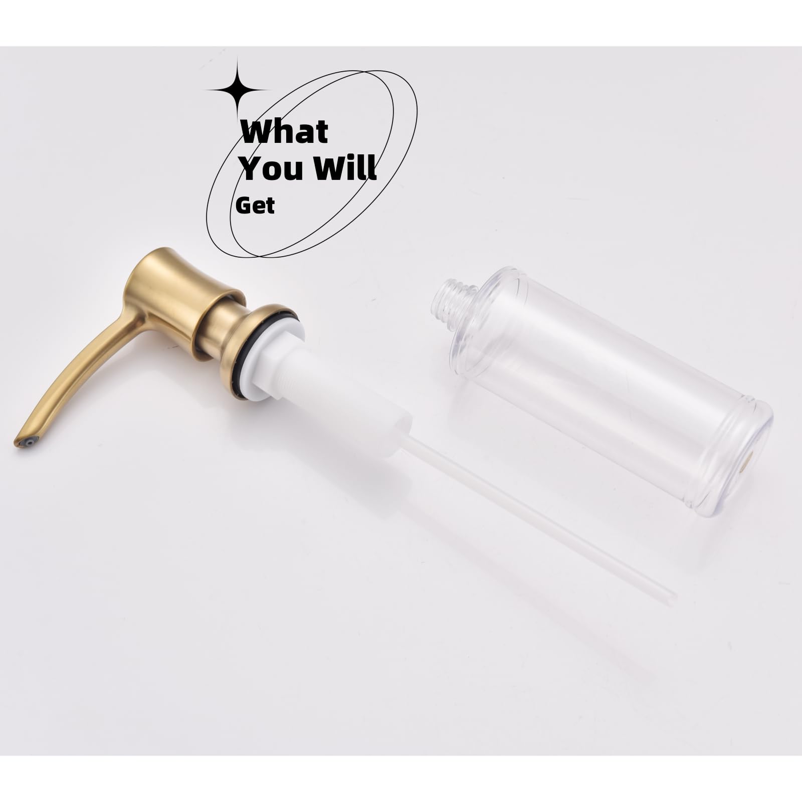 Dispensador de jabón integrado para fregadero, dorado, cabezal de bomba ABS, recambio desde la parte superior, dispensador de jabón de manos para cocina