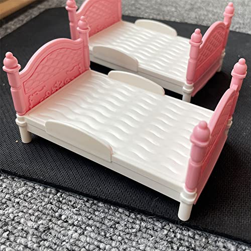 Knockconk Hamster Plastic Pink Bunk Bed, Small Animal Cute Beds Used In Two-Way, Double Bed Cage Decor Photo Toys, Relax Habitat House Accessories, Sleep Pad Rest Nest For Hamster, Mice, Rat. (Pink) #TOP4