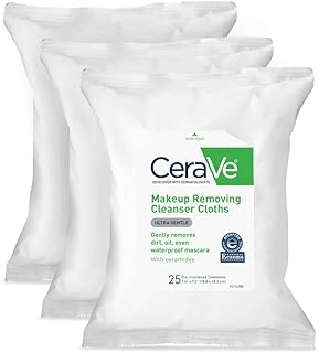 Sponsored Ad - CeraVe Makeup Removing Cleanser Cloths, Wipes to Remove Dirt, Oil, & Waterproof Eye & Face Makeup, Fragranc...