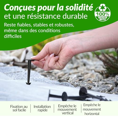 GARDENIX Lot de 100 TerraPEG piquets de fixation pour jardin pour la fixation des tissus anti mauvaises herbes – vue 9