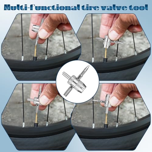 Image of 3pcs Tire Valve Stem Removal Tool Single and Double Heads Valves Core Wrench 4-Way Valve Tool Kit Multi Function Tire Valves Stem Installer Tools for Bicycle Car Trucks Tire Repair Installation