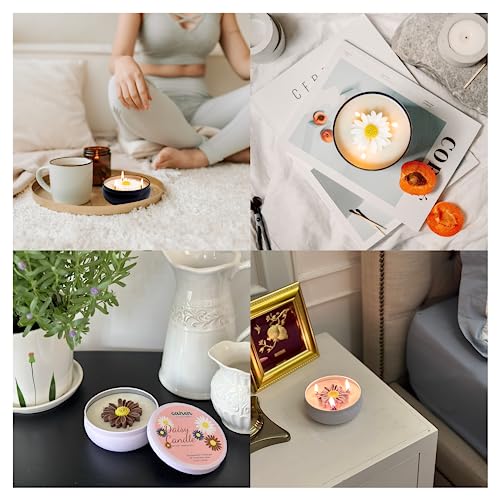 Canen By Naturer Daisy Flower Scented Candle, Large Tin Jar Candle, Natural Candles For Home Scented, The Best Botanical Candles Gift, 60 Hours Long Burning Time, 9.7 ‎Oz #TOP3