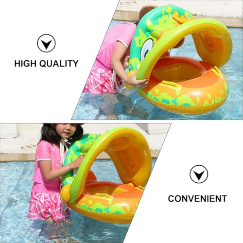 Image of Baby Pool Float with Canopy & Sunshade, Inflatable Infant Swim Ring for Babies & Toddlers, Kids Swim Float Boat for Pool & Outdoor Water Play, 6-36 Months