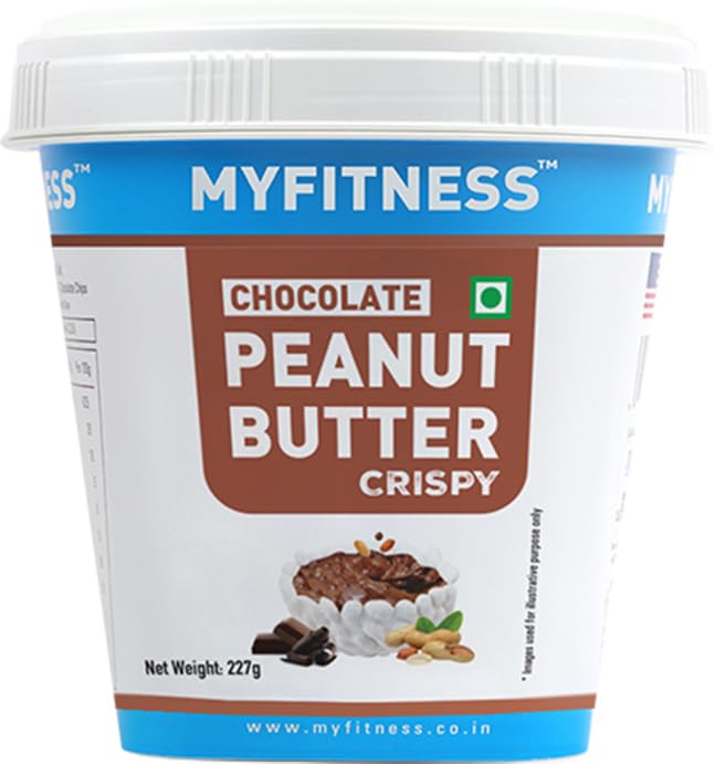 Image of MYFITNESS Peanut Butter Chocolate Spread Crispy 227g | 21g Protein & 8g Fiber | Healthier Nut Butter Spread for Breakfast, Snacks & Bread Treats | Cholesterol Free | Zero Trans Fat | Pure Roasted Nuts