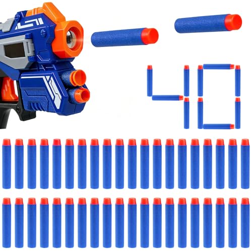 40 Pcs Flechette pour Nerf N-Strike Elite Series, Flechettes en Mousse en Recharges pour Nerf, Fléchettes Darts pour Familiales d'extérieur, Cadeaux de fête