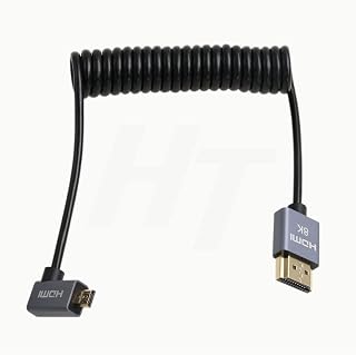 Micro HDMI 4K 8K 60Hz Right Angle HDMI Coiled Cable for Sony A7III A7RIV Canon R5 R6 GH4 S5 Z50 Camera ATOMOS Ninja V Portkeys Monitor Type A D HDMI 2.1