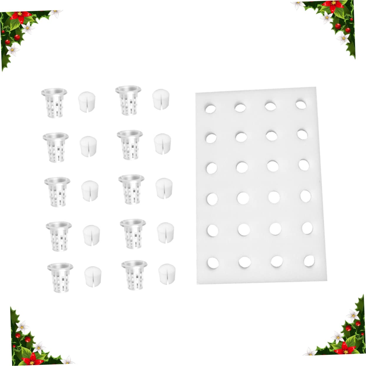 Yardwe Plaque de Plantation Flottante en Éponge 40 Mm pour Culture Hydroponique en Serrage, avec 24 Paniers Filet et 24 Éponges Cylindriques, Kit sans Terre pour Semis et Légumes