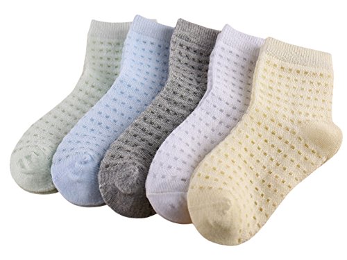 Little Boys ans Girls 5 Pack Comfort Cotton Ankle Socks Kids Crew Socks
