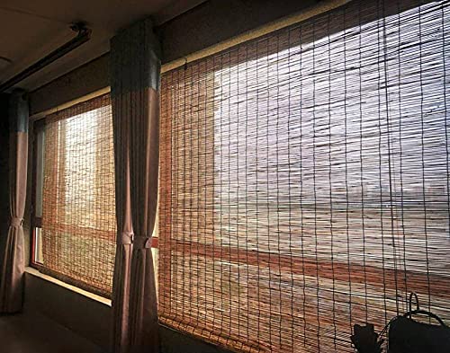 Dlmsdg Bamboo Roll Up Window Blind, Carbonized Reed Curtain, Woven Wood Blinds, Retro Decoration, Matchstick Roll Up Blinds, Natural Decoration Reed Outdoor Patio Shades Roll Up Bamboo Privacy S #TOP3