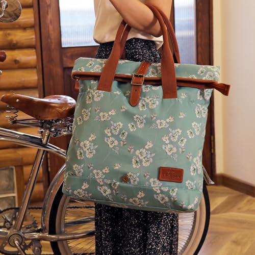 TOURBON Damen Fahrradtasche Shopper Wasserdicht Segeltuch Fahrradtaschen für Heckträger Handtasche für Radfahren Reisen