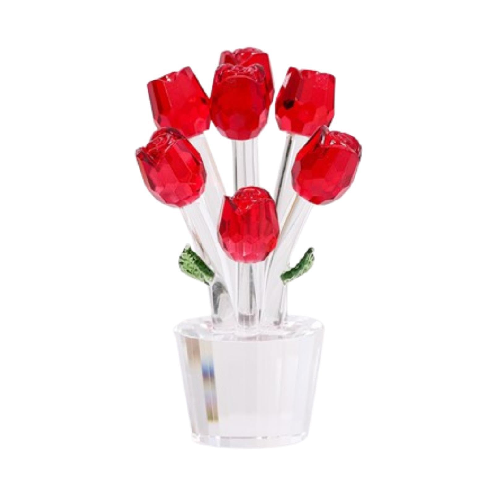 Adorno de Rosa de Cristal, Decoración Floral, Arte 3D para El Hogar, Rojo, Individual